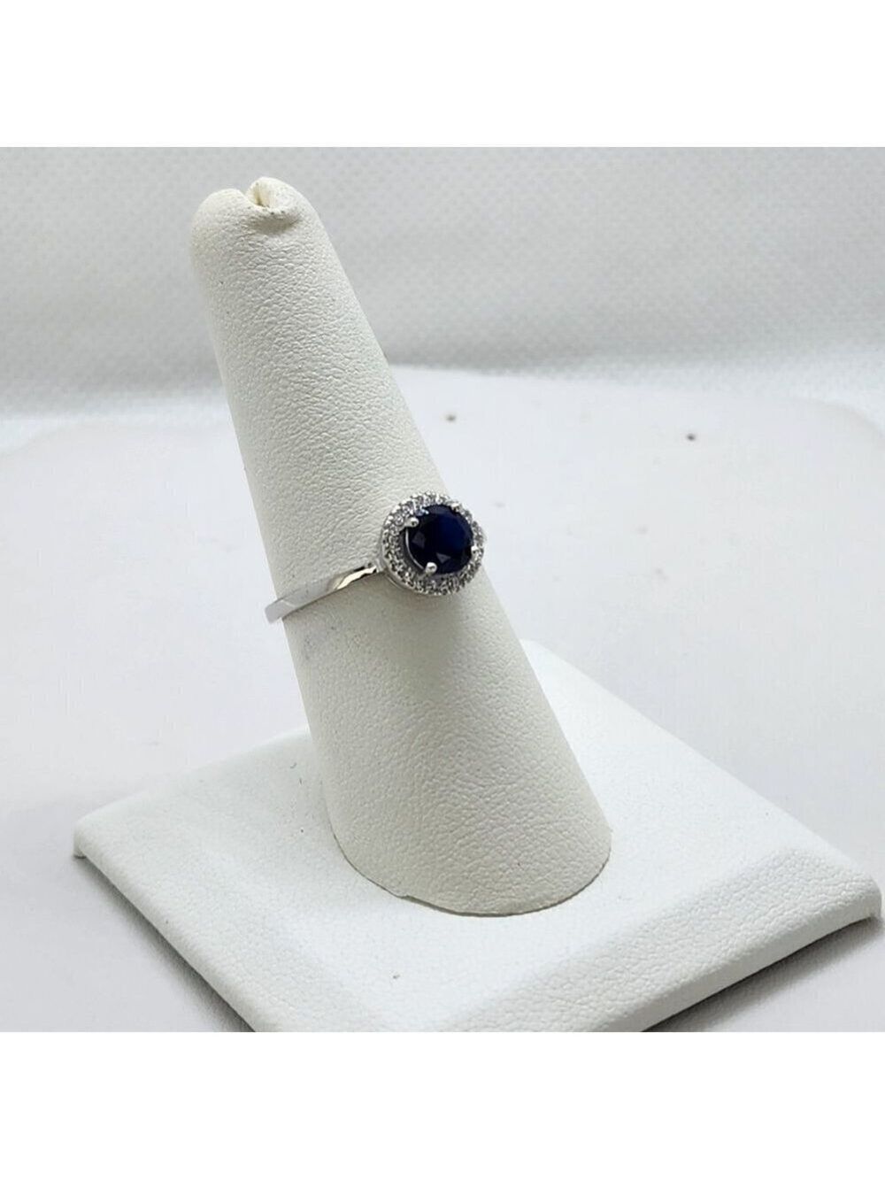 Brand New Sterling Silver 925 Blue Round Gemstone Ring